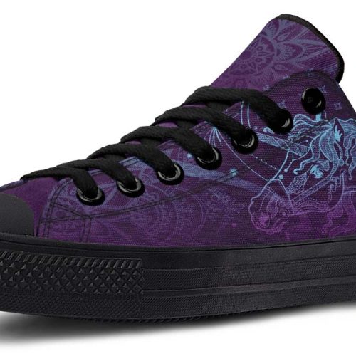 Unicorn Tattoo Black Low Top Sneakers - Edgy Graphic Footwear