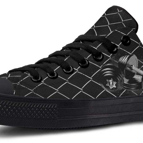 Men's Net Pattern & Dumbbell Gym Low-Top Sneakers
